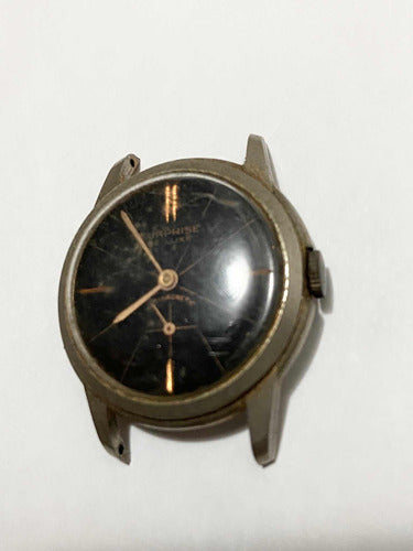 Relógio Antigo Suíço Preto E Dourado De Luxe Antimagnetic