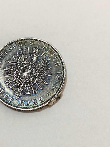 Moeda Antiga De Prata Alemanha 1888 2 Marks Frederick Iii