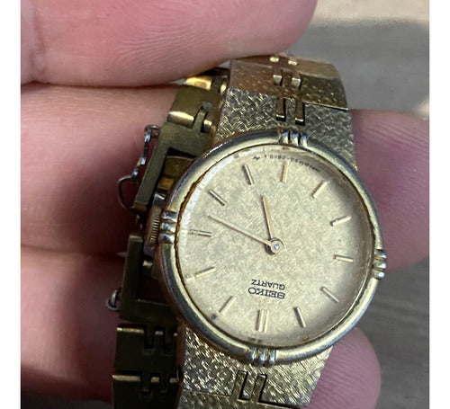 Relógio Antigo Seiko Quartz Dourado Japan 1400-0250