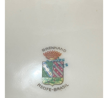 Lote 6 Antigos Pratos Porcelana Brennand Branco Com Dourado