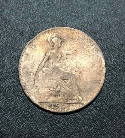 Moeda Antiga 1901 Inglaterra Grã Bretanha 1 Penny