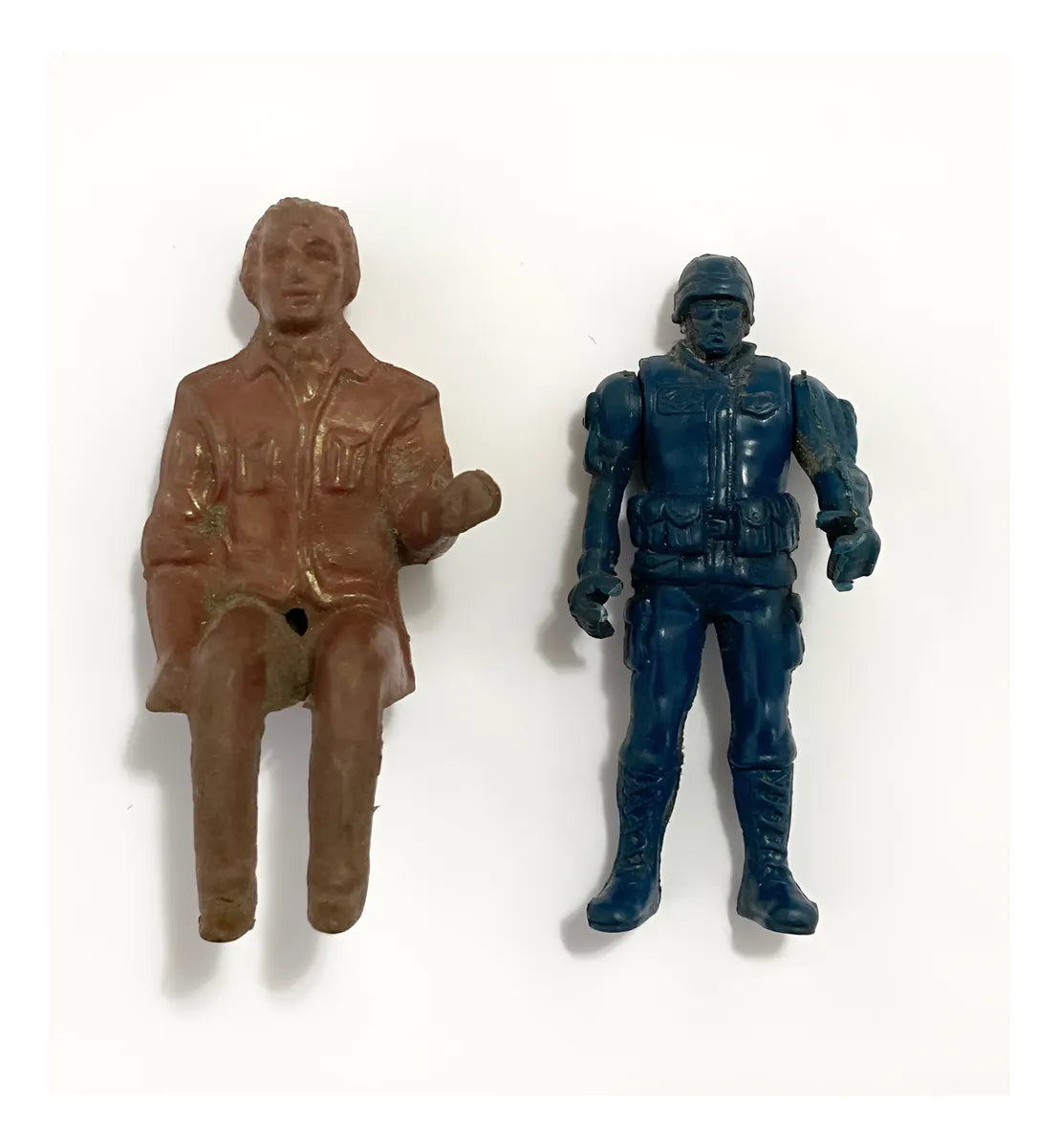 2 Bonecos Antigos - Piloto E Soldado Verde