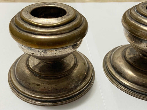 Antigo Porta Velas Castiçal Par Cor Prata Cor Prata