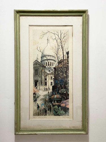 Quadro Antigo Gravura Paris Place Du Tertre - Ortiz Alfau