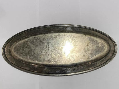 Bandeja Oval Antiga De Metal Prateado