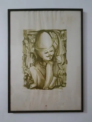 Antigo Quadro Gravura Assinado Flavio Gadelha 1979