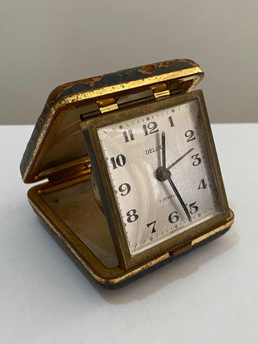 Relógio Antigo De Mesa Alemão Deluxe 7 Jewels Germany