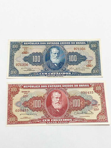 Cédulas Antigas Brasil 100 Cem Cruzeiros Lote 2