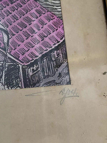 Quadro Antigo Pintura Sobre Seda Coqueiros Assinado