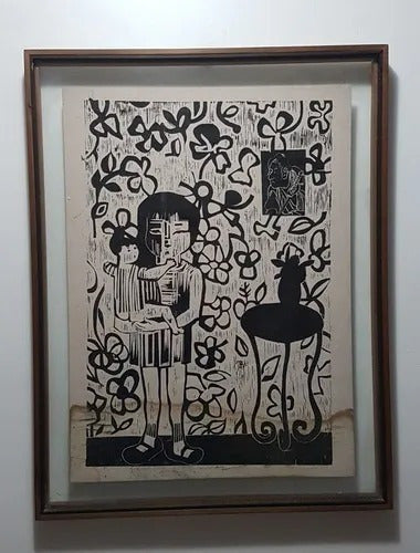 Quadro Antigo Gravura Assinada 1964