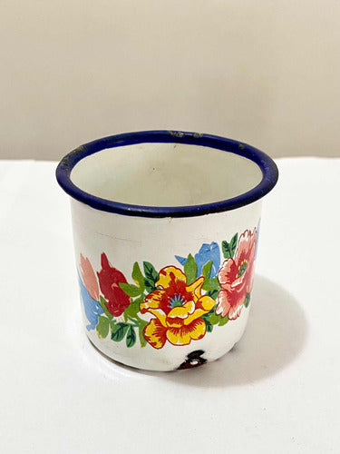 Caneca Esmaltada Antiga Pintura Floral - Harvest China