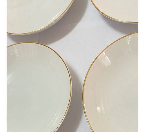 Lote 6 Antigos Pratos Porcelana Brennand Branco Com Dourado