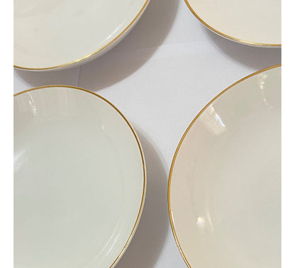 Lote 6 Antigos Pratos Porcelana Brennand Branco Com Dourado