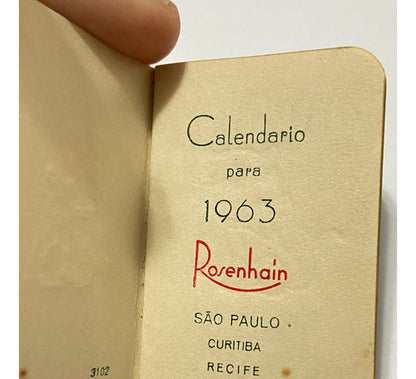 Calendario De Bolso Antigo 1963 Rosenhain