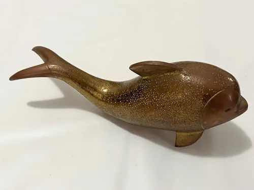 Escultura Antiga Golfinho De Bronze