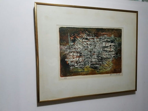 Antigo Quadro Gravura Assinado M Quito - Arte Antiguidade