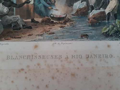 Quadro Litografia Antiga Deroi Rugendas Lavadeiras Rio 1835