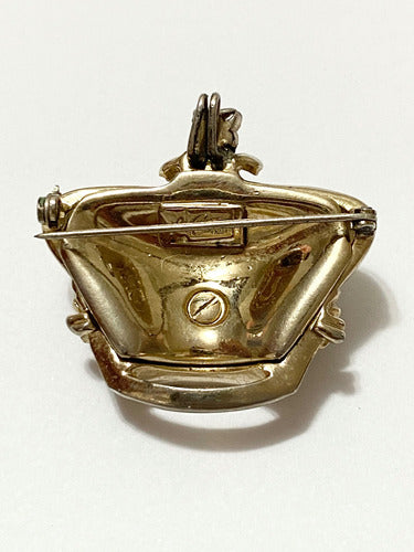 Broche Antigo Coroa Jubileu De Ouro Core Craft Com Pedras