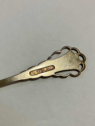 Colher Antiga Decorativa Dh Gold 24kp Banho De Ouro