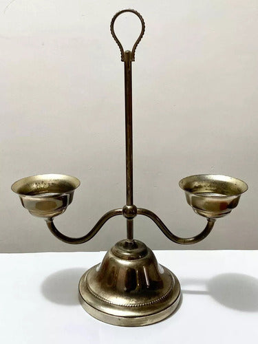 Castiçal Porta Velas Antigo Cor Prata