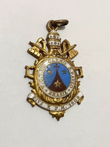 Antiga Medalha Religiosa Jubileo Sacerdotal Roma Papa Dourad