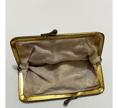 Bolsinha Porta Moedas Antiga Preta E Dourada