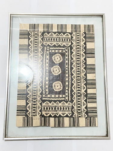 Quadro Antigo Arte Tribal Em Tecido De Casca