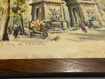 Quadro Antigo Paris Arco Do Triunfo Assinado Marius Girard