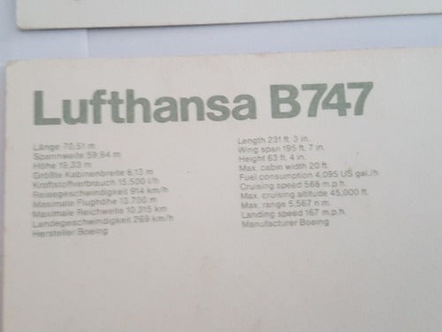 Cartão Postal Antigo Avião Lufthansa - 4 Cartões