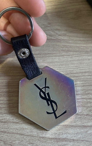 Chaveiro Ysl Yves Saint Laurent Original Couro E Metal