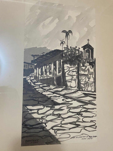 Quadro Antigo Nanquim Ladeira Do Vira Saia - M Hollender