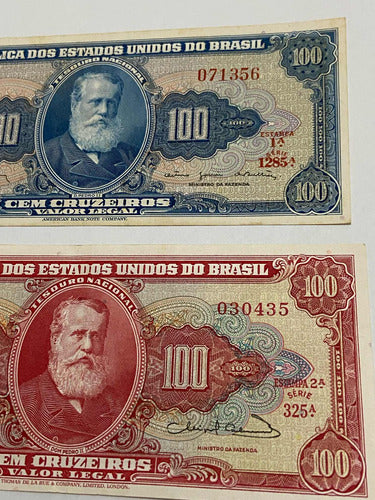 Cédulas Antigas Brasil 100 Cem Cruzeiros Lote 2