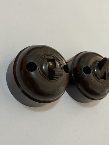 Interruptor Baquelite Antigo Anos 60 Marrom