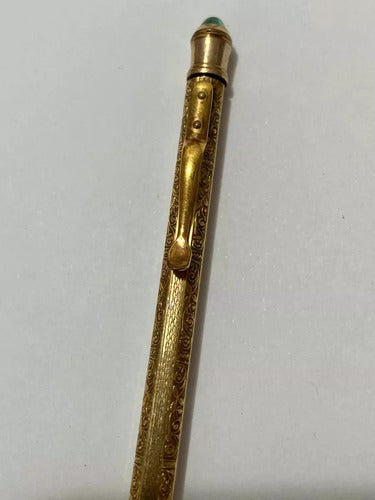 Antigo Porta Termômetro Início Século Xx Dourado Com Pedra