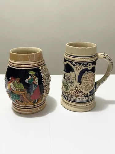 Canecas Antigas Alemanha Cerâmica Com Pintura À Mão