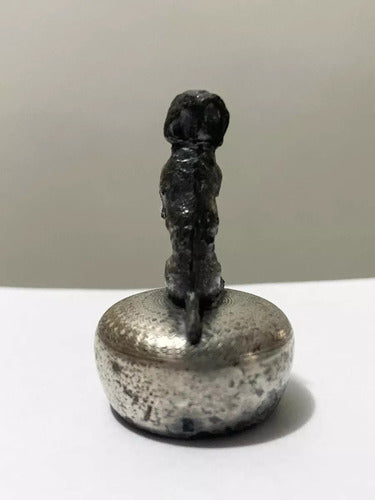 Escultura Mini Antiga Cachorro De Pé Cor Prata Áustria 1890