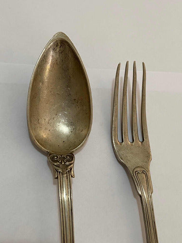 Antiga Colher E Garfo De Prata Com Marca