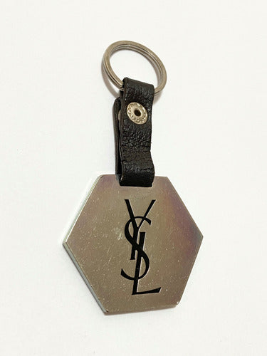 Chaveiro Ysl Yves Saint Laurent Original Couro E Metal