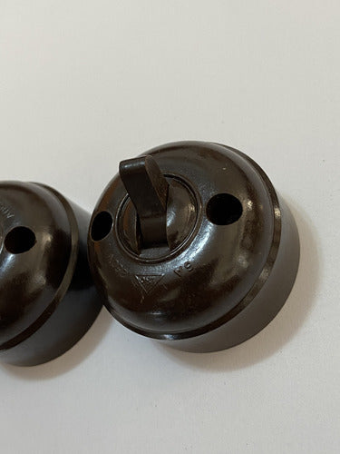 Interruptor Baquelite Antigo Anos 60 Marrom