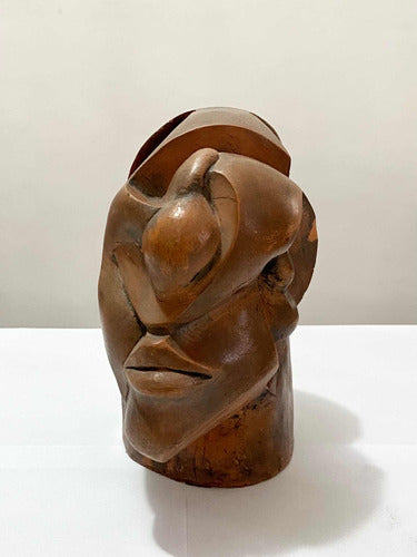 Escultura Cabeça Abstrata Em Cerâmica Antiga Rara