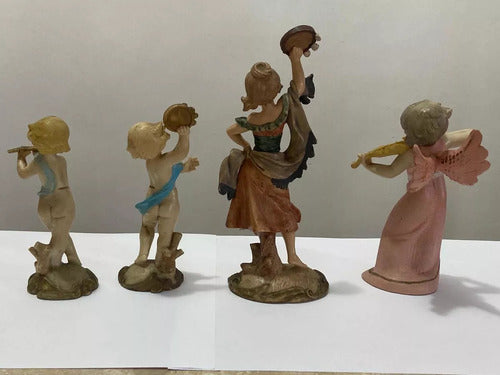 Esculturas Antigas Musical Anjos Figura Violino Flauta