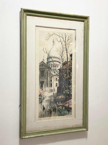 Quadro Antigo Gravura Paris Place Du Tertre - Ortiz Alfau