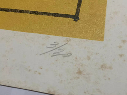 Quadro Gravura Antiga Silvio Oppenheim Abstrato Vermelho