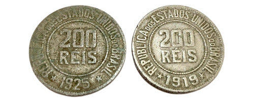 Antigas Moedas 200 Réis 1919 - 1925 Lote 2