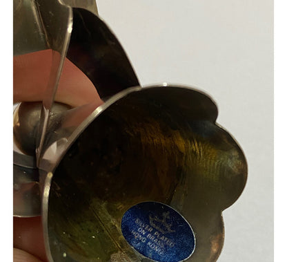 Conjunto Suporte Porta Vela antigo Anjos Banho Prata E Cobre