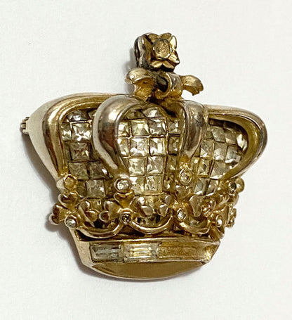 Broche Antigo Coroa Jubileu De Ouro Core Craft Com Pedras