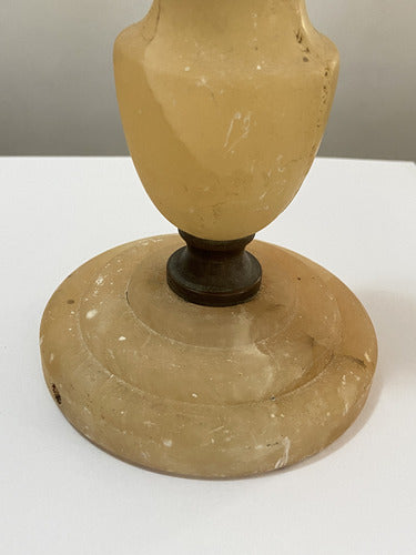 Luminária Antiga De Mesa Em Alabastro