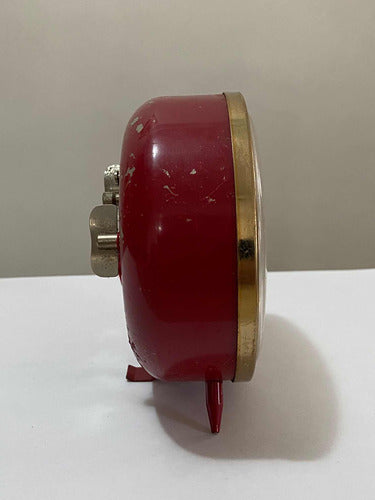 Despertador Antigo Sunclok Vermelho E Dourado No Estado