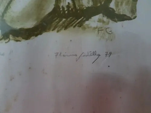 Antigo Quadro Gravura Assinado Flavio Gadelha 1979