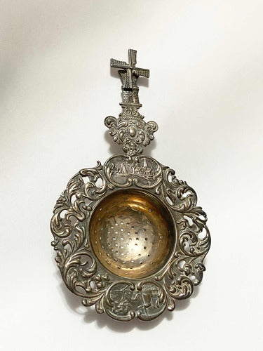 infusor de chá antigo moinho europeu holandês prata c/ marca